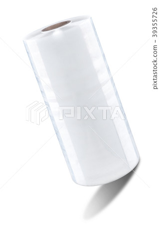 White stretch film foil, isolated white background White stretch film foil, isolated white background 39355726