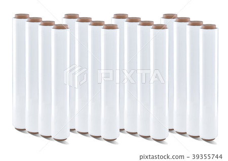 White stretch film foil, isolated white background White stretch film foil, isolated white background 39355744