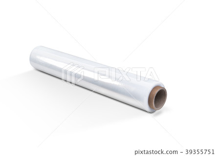 White stretch film foil, isolated white background 39355751