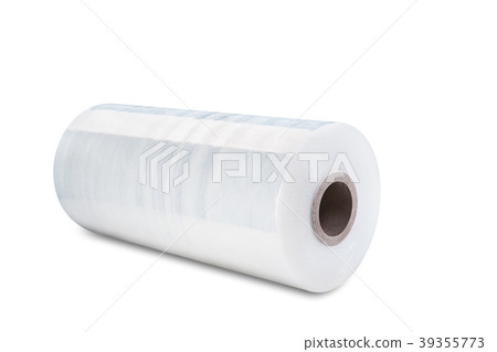 White stretch film foil, isolated white background 39355773