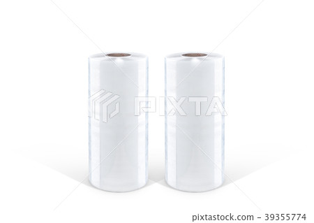 White stretch film foil, isolated white background 39355774