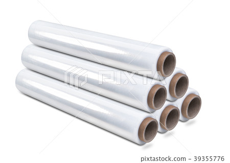 White stretch film foil, isolated white background White stretch film foil, isolated white background 39355776