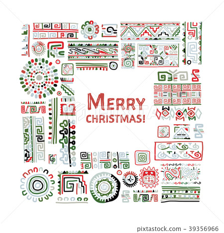 Merry Christmas Ethnic handmade ornament for your - Stock Illustration ...