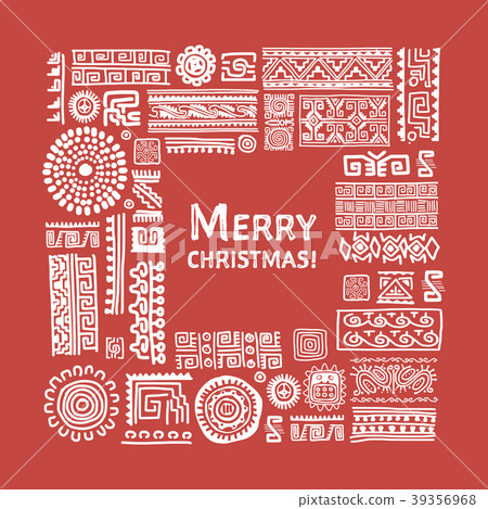 Merry Christmas Ethnic handmade ornament for your - Stock Illustration ...