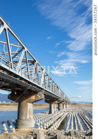 View of Mt. Fuji and Shinkansen Fujikawa Iron Bridge as seen from the Fujikawa Riverbed View of Mt. Fuji and Shinkansen Fujikawa Iron Bridge as seen from the Fujikawa Riverbed 39357267