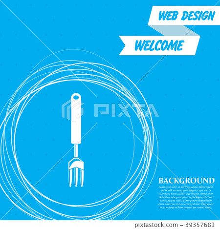 fork icon on a blue background with abstract circl fork icon on a blue background with abstract circl 39357681