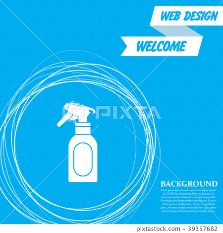 Spray icon on a blue background with abstract circ Spray icon on a blue background with abstract circ 39357682