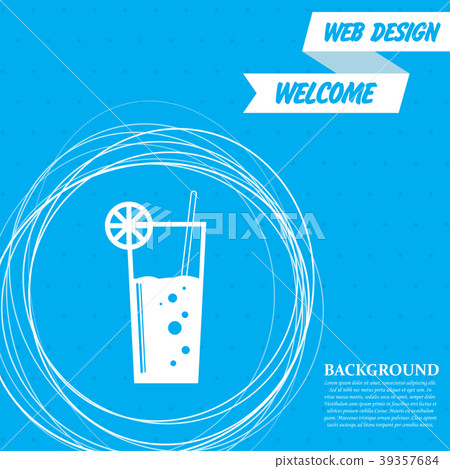 Cocktail Icon on a blue background with abstract c Cocktail Icon on a blue background with abstract c 39357684