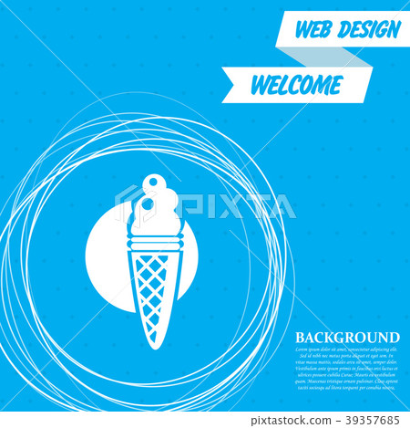 Ice Cream icon on a blue background with abstract Ice Cream icon on a blue background with abstract 39357685