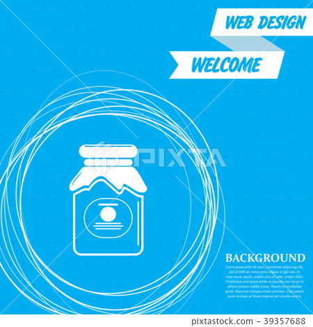 Jam Icon on a blue background with abstract circle 39357688
