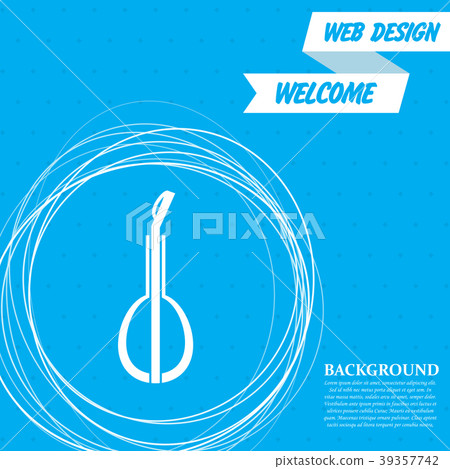 Balalaika icon on a blue background with abstract 39357742
