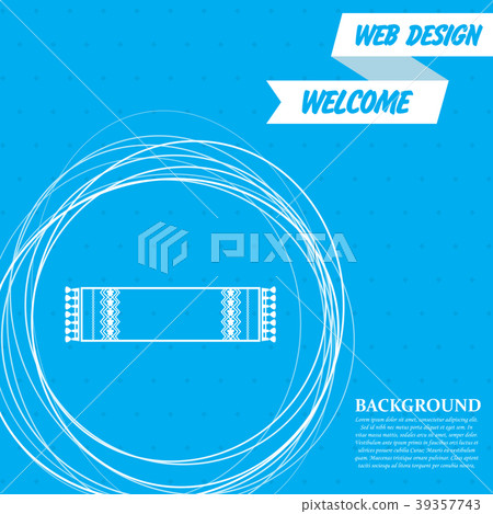 scarf icon on a blue background with abstract circ 39357743