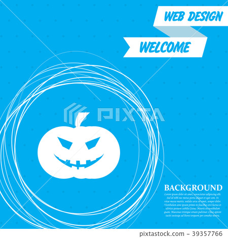 halloween pumpkin icon on a blue background with a halloween pumpkin icon on a blue background with a 39357766