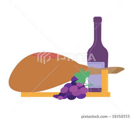 Jamon serrano. Traditional Spanish ham with wine Jamon serrano. Traditional Spanish ham with wine 39358555