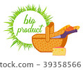 Basket with Wine, bread and Cheese flat vector 39358566