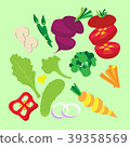 Vegetable set. Vector illustration. Cut Sliced and 39358569