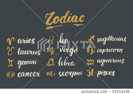 Zodiac signs set and lettering. astrology vector 39359296