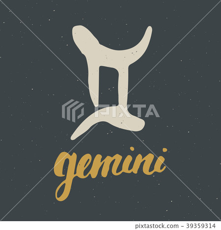Zodiac sign Gemini and lettering. astrology vector 39359314