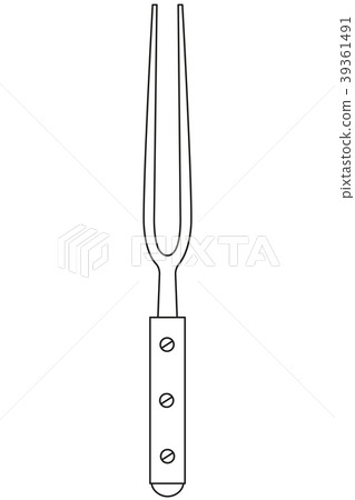 Line art black and white bbq fork wooden handle Line art black and white bbq fork wooden handle 39361491