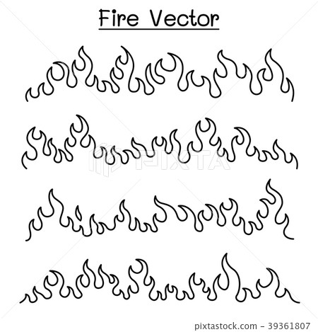Flame & Fire icon set in thin line style 39361807