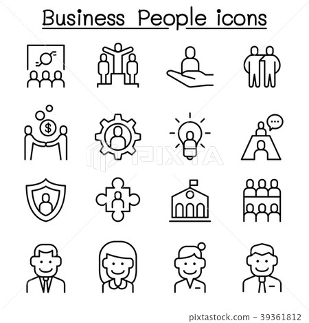 Business people icon set in thin line style - Stock Illustration ...