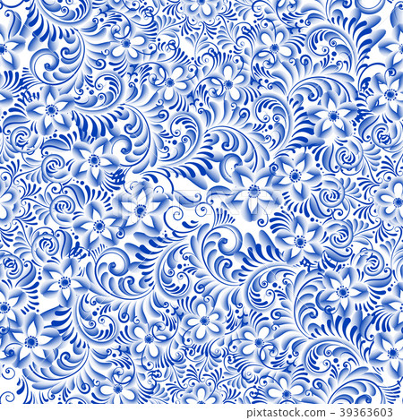 Russian traditional pattern in painting gzhel 39363603