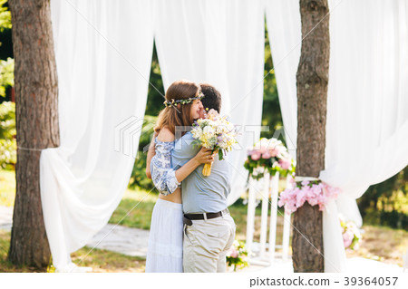 Eclectic rustic wedding couple 39364057