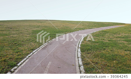 Bike Path Right Curve Bend in Park 39364245