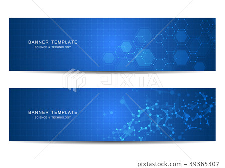 Science and technology banners. Molecular and 39365307