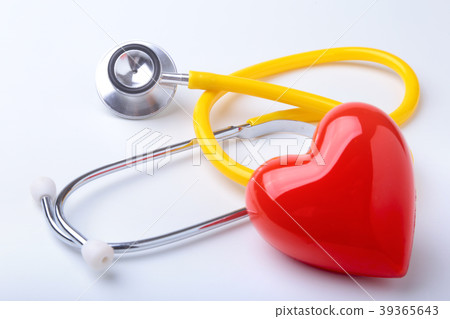 Red heart and a stethoscope on white background Red heart and a stethoscope on white background 39365643