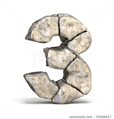 Stone font number 3 THREE 3D 39366627
