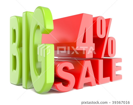 Big sale and percent 4% 3D words sign 39367016