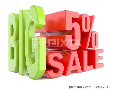 Big sale and percent 5% 3D words sign 39367018