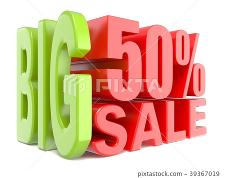 Big sale and percent 50% 3D words sign 39367019