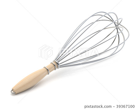 Whisk With Wooden Handle Isolated On White Stock Photo - Download