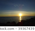 在水的晚上設置，日出 39367439