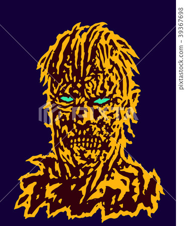 Danger and addle zombie head. Vector illustration. 39367698