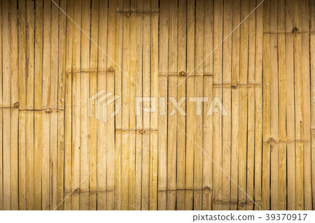 golden old bamboo wood wall for background. 39370917