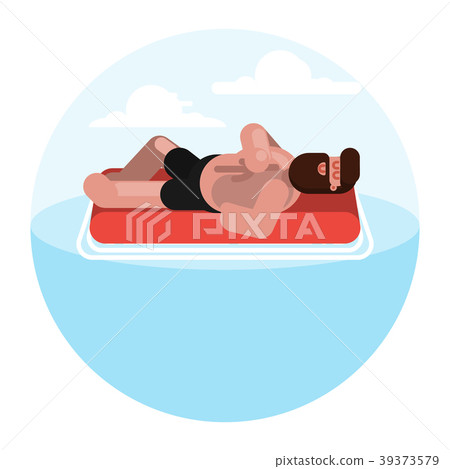 Man on inflatable mattress Man on inflatable mattress 39373579