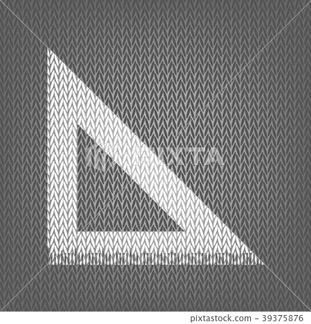 Ruler sign illustration. Vector. White knitted 39375876