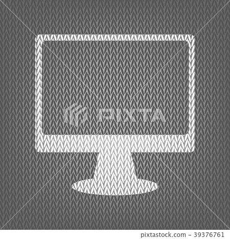 Monitor with brush sign. Vector. White knitted Monitor with brush sign. Vector. White knitted 39376761