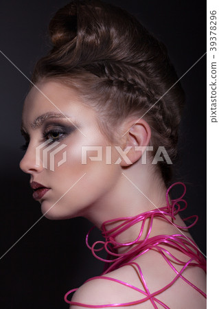 Portrait of a beautiful teen girl with a wonderful hairdo and cr Portrait of a beautiful teen girl with a wonderful hairdo and cr 39378296