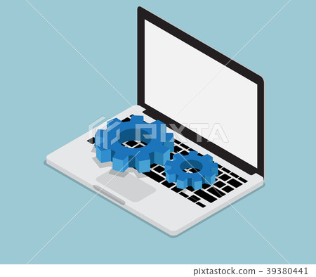 laptop with cog gear wheels - Stock Illustration [39380441] - PIXTA