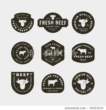 set of premium fresh beef labels. vector - Stock Illustration [39381614 ...
