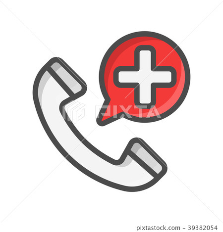 Emergency call filled outline icon, medicine and 39382054