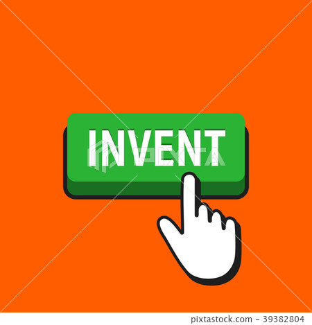 Hand Mouse Cursor Clicks the Invent Button. Hand Mouse Cursor Clicks the Invent Button. 39382804