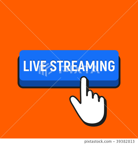 Hand Mouse Cursor Clicks the Live Streaming Button 39382813