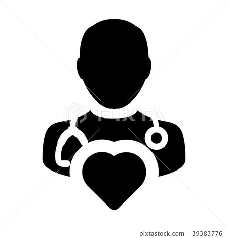 Doctor Icon Vector Male Physician with Heart Sign Doctor Icon Vector Male Physician with Heart Sign 39383776