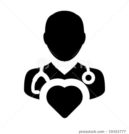 Doctor Icon Vector Male Physician with Heart Sign Doctor Icon Vector Male Physician with Heart Sign 39383777