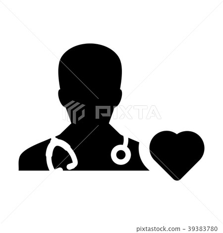 Doctor Icon Vector Male Physician with Heart Sign Doctor Icon Vector Male Physician with Heart Sign 39383780